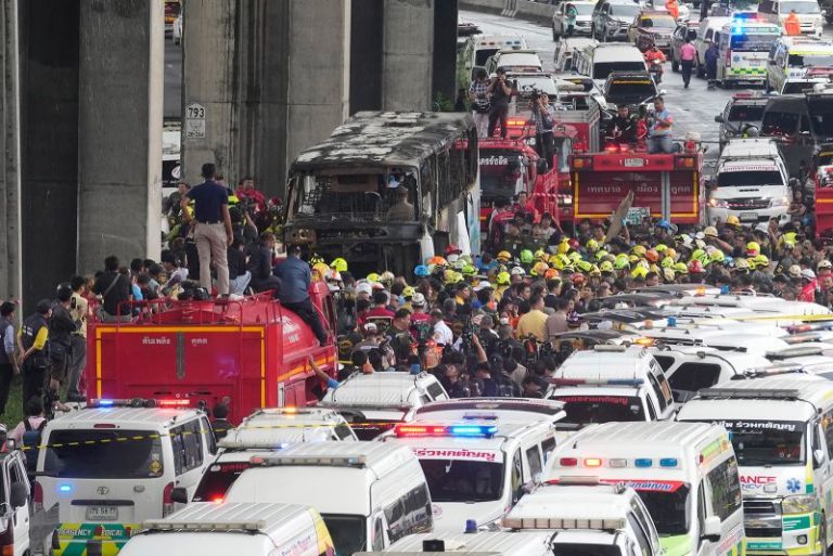 At least 20 children and teachers feared dead in Bangkok school bus fire