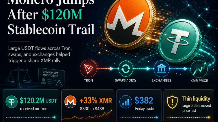 Monero Spikes as $120 Million Stablecoin Trail Hits Privacy…